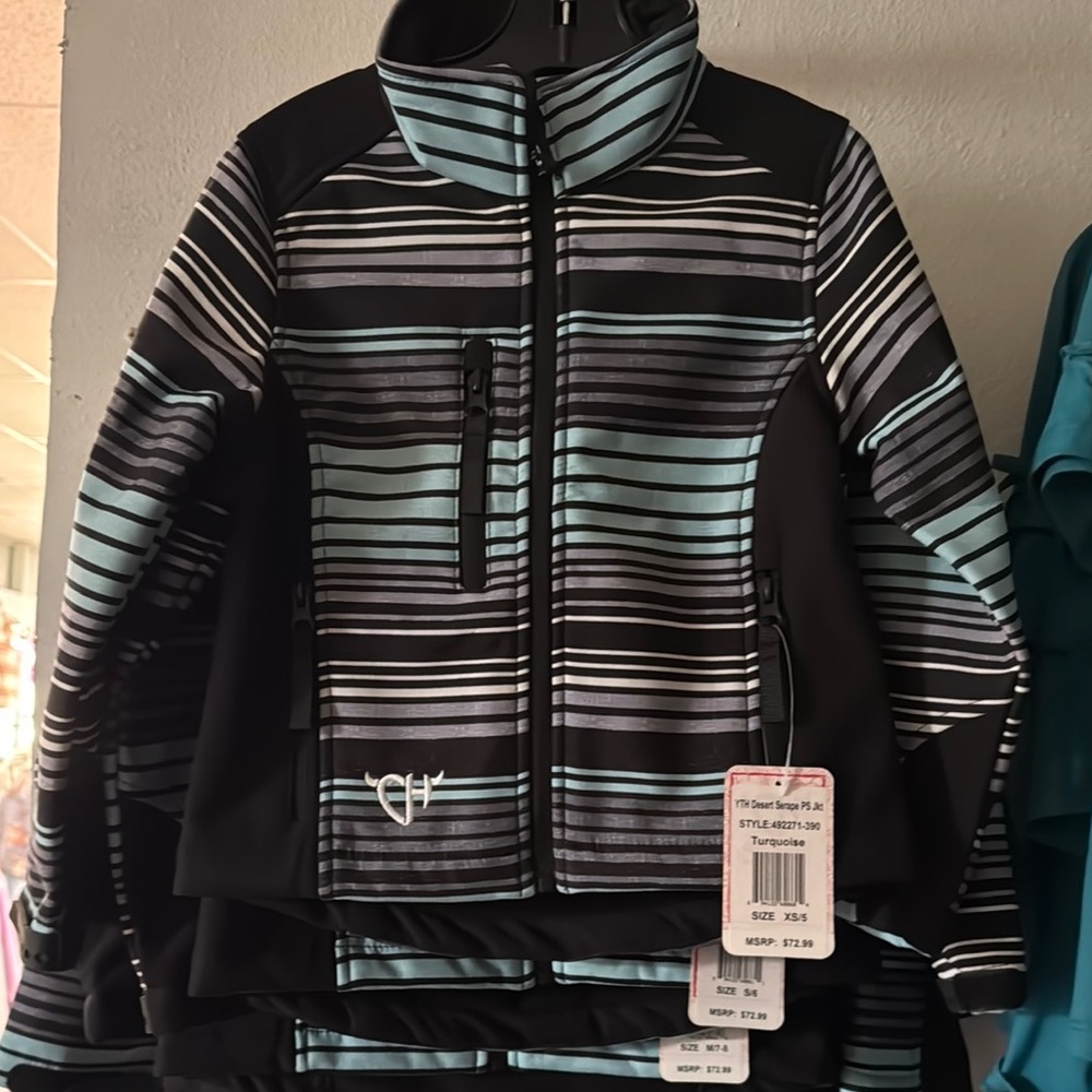 Striped girls Jacket in Black and Blue